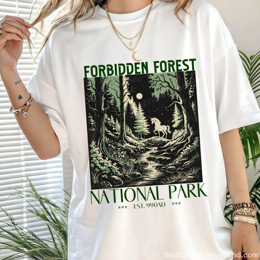 Forbidden Forest Shirt, Bookish Comfort Colors T-Shirt, Wizarding School Tshirt, National Park Wizard Shirt, Thrifted Aesthetic Reader Gift