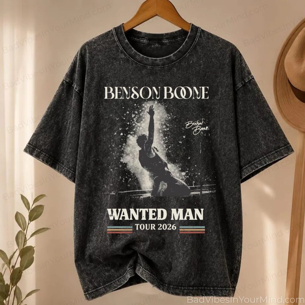 Benson Boone Wash Shirt, Wanted Man Tour 2026 Comfort Color Shirt, Vintage Concert Tee, Benson Boone Fan Gift, Music Tour TShirt (Copy)